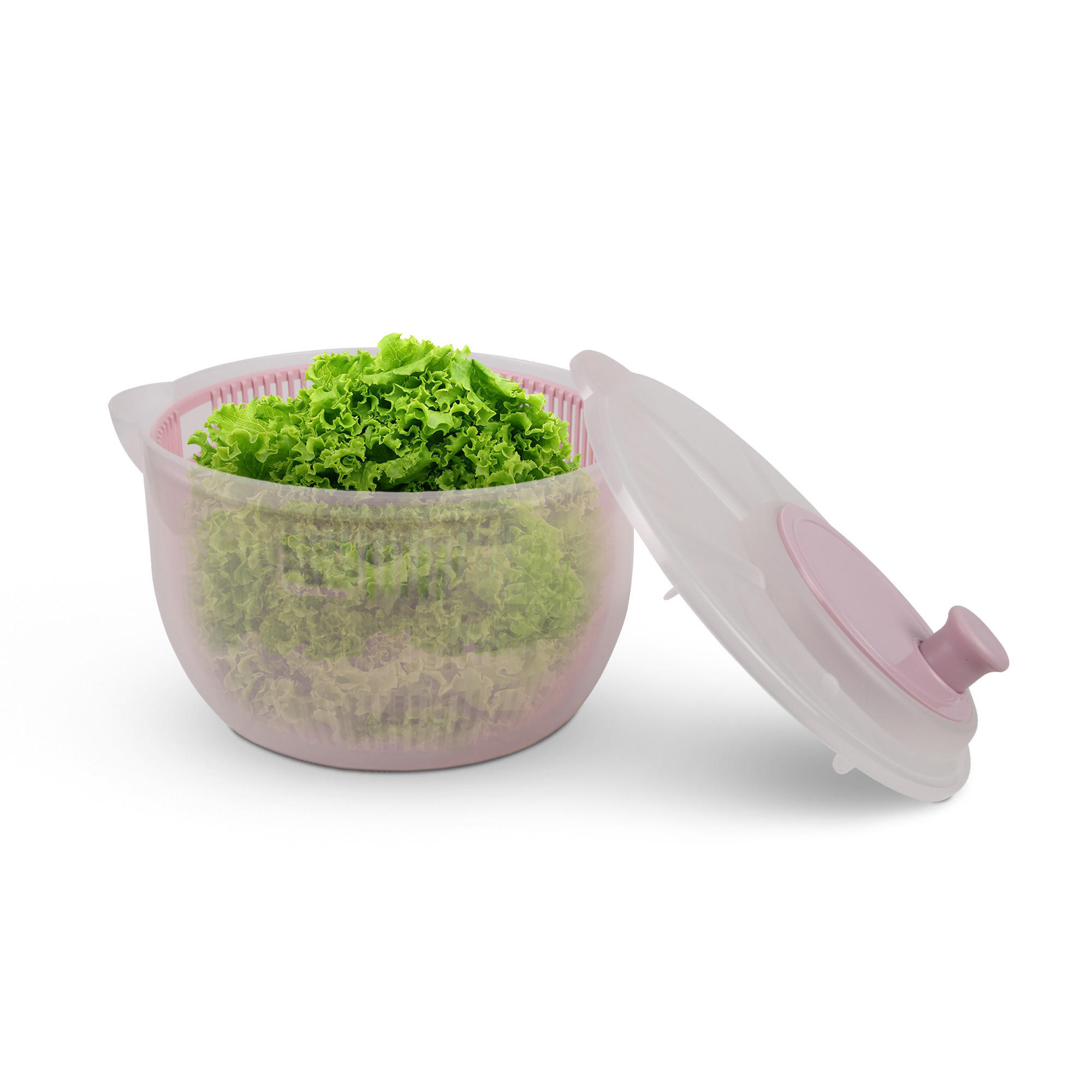 SALATSCHLEUDER inkl. Sieb und Deckel 2,7L Ø20cm rosa - Transparent/Rosa, Kunststoff (20/13cm)