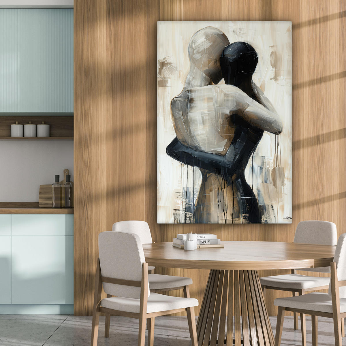 LEINWANDBILD Abstrakt - Liebe - Schwarz und weiß - Modern 90x140 cm - Schwarz, Textil (90/140cm) - MuchoWow