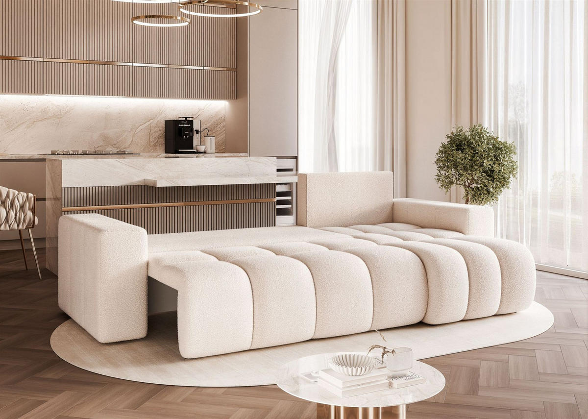 ECKSOFA Anabel Mit Schlaffunktion - Weiß, Holzwerkstoff/Textil (145/248cm) - Fun Möbel