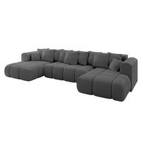 WOHNLANDSCHAFT Ottomane Links CLOUD-U-v1 414x180x40 Grau Bouclé - Grau, Holzwerkstoff/Kunststoff (414/90/180cm) - ALTDECOR