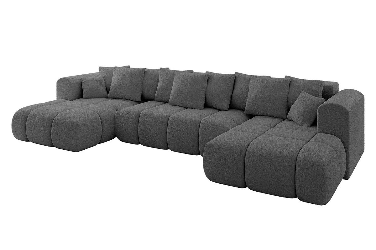 WOHNLANDSCHAFT Ottomane Links CLOUD-U-v1 414x180x40 Grau Bouclé - Grau, Holzwerkstoff/Kunststoff (414/90/180cm) - ALTDECOR
