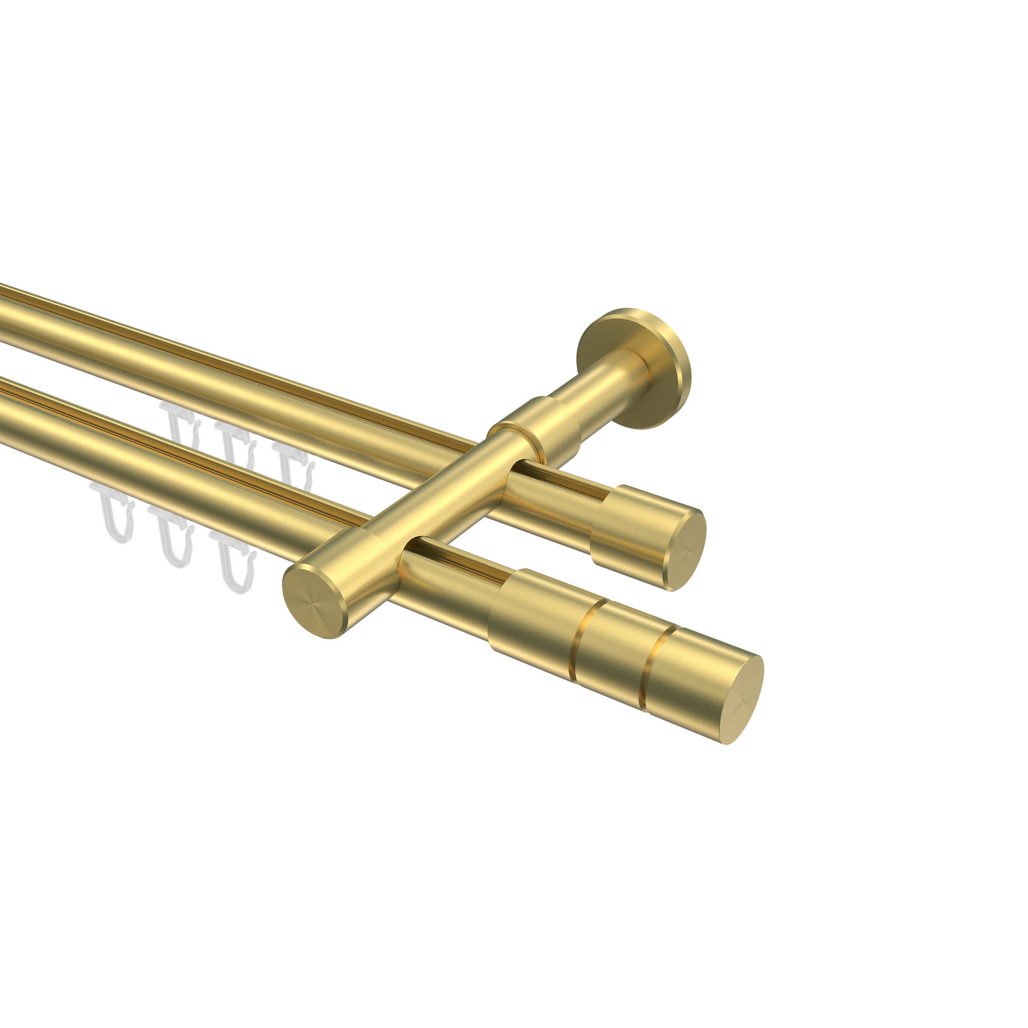 GARDINENSTANGE INNENLAUF Prestige Elanto 160 cm, 2-läufig, 20 mm Ø Messing-Optik - Messingfarben, Metall (160cm) - INTERDECO