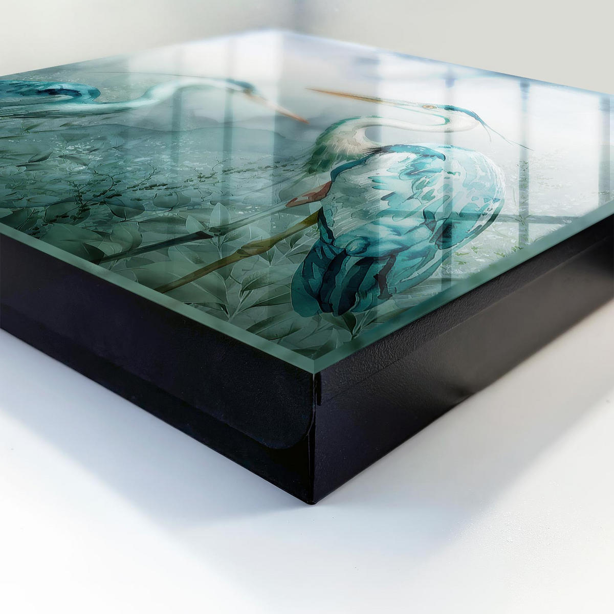 SCHLÜSSELBOX Schwarz 30x30 cm- Türöffnung nach rechts - Wasserreiher - Grün, Metall (30/30/5cm) - TULUP