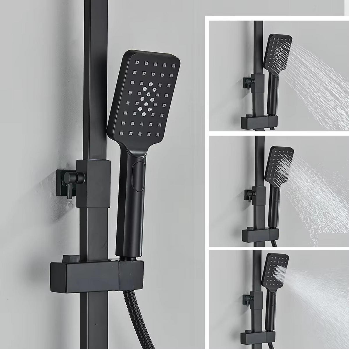 ÜBERKOPFBRAUSESET Thermostat, Schwarz, mit Digitalanzeige und Duschenmischer - Schwarz, Metall (29/116/34cm) - Kaket