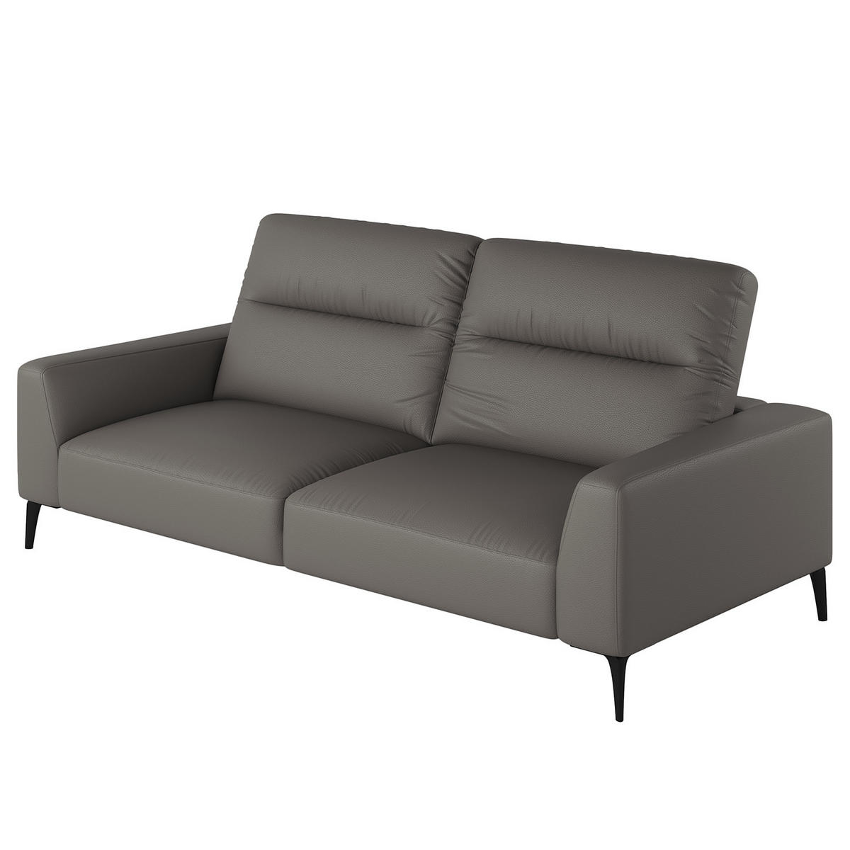 3-SITZER SOFA - Schwarz/Grau, Leder/Metall (233/73/107cm) - home24