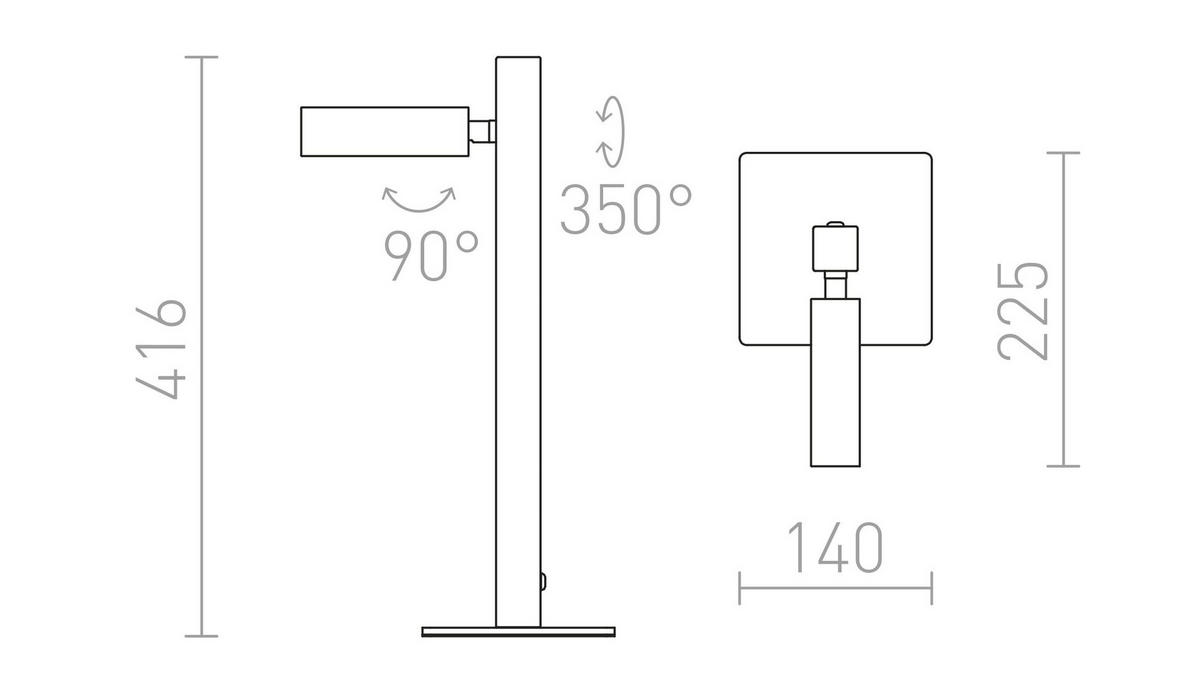 TISCHLEUCHTE FADO Schwarz 3 W - Schwarz, Metall (25/25/41.6cm) - Rendl