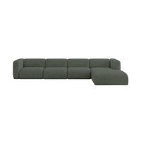 ECKSOFA Ottomane Rechts MIRA-L3 409x179x70 Grün Velours - Schwarz/Grün, Holzwerkstoff/Kunststoff (409/179cm) - ALTDECOR