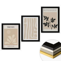 WANDBILDER 3er-Set - 20x30 cm Schwarzer Rahmen - Stilvolle Pflanzenmuster in Beige und Schwarz - Schwarz, Kunststoff (20/30cm) - ArtPrintCave