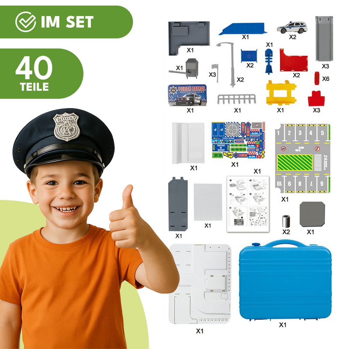 PARKHAUS Polizei Spielzeug für Kinder - Multicolor, Kunststoff (25/8/28cm) - KRUMAD