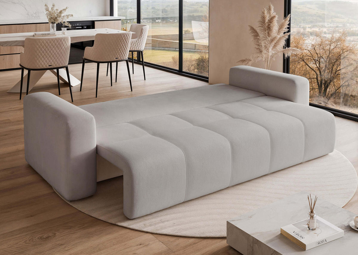 SCHLAFSOFA Velours mit Bettkasten und Schlaffunktion - Grau, Holzwerkstoff/Textil (246/79/93cm) - Idohome