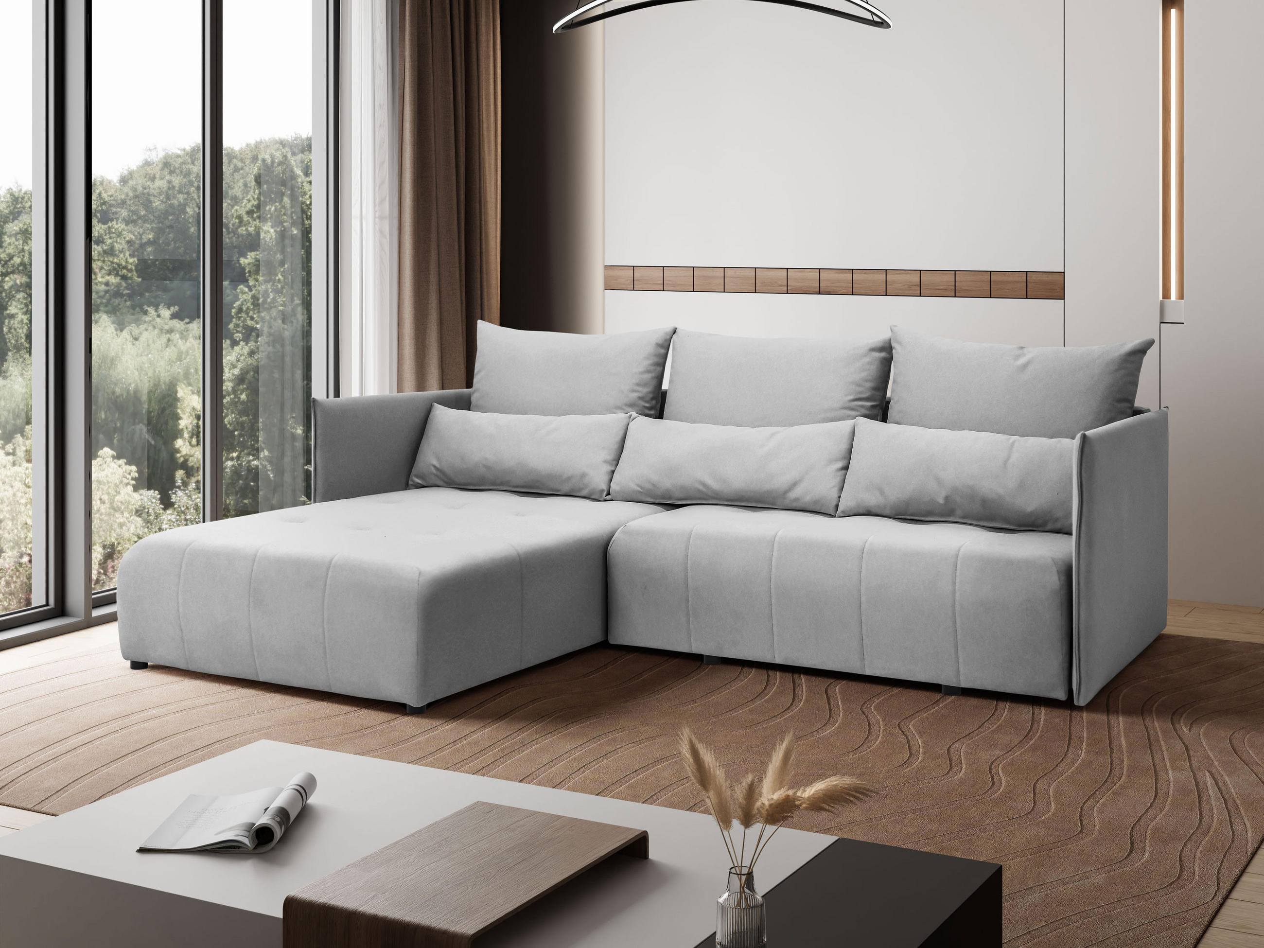 ECKSOFA L-Form Hannover stoff Castel Hellgrau Links - Hellgrau, Holz (188/246cm) - Kaiser Möbel