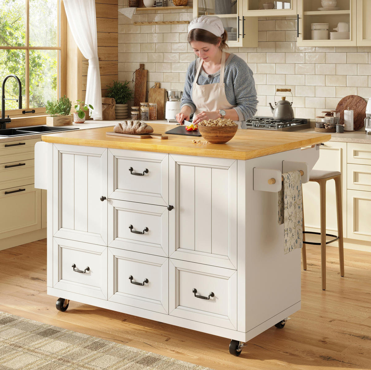 KÜCHENINSEL klappbar 120 x 73 x 92,5 cm Weiß MDF/Metall - Weiß, Metall (45/93/120cm) - Beauniv
