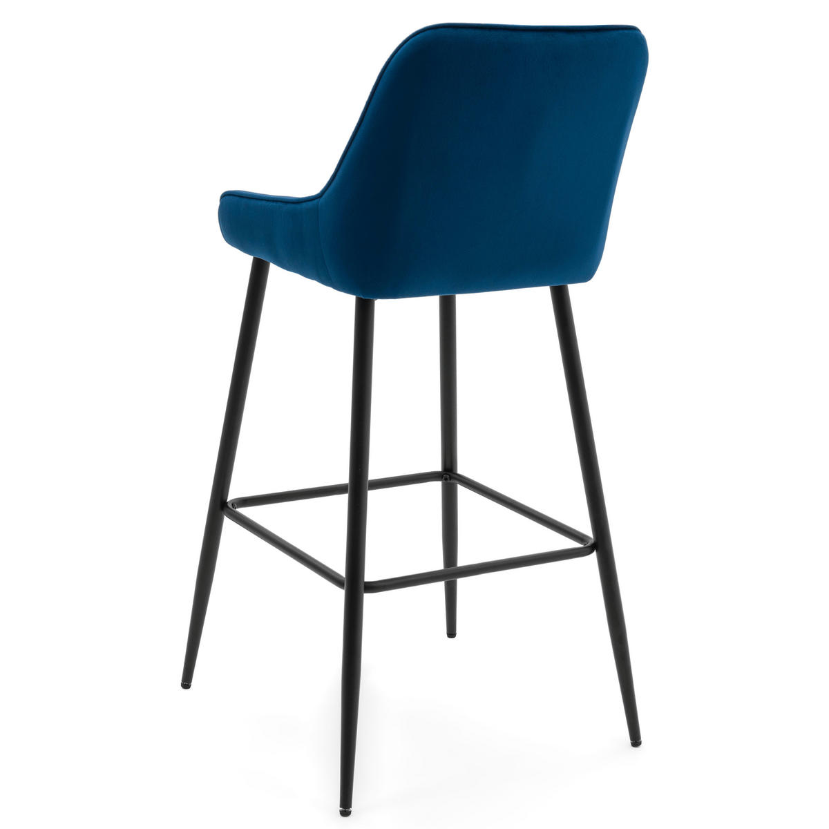 BARHOCKER PASSO gepolstert mit Steppung - dunkelblau - Samt Velours - Schwarz/Dunkelblau, Metall (50/95/55cm) - NEW HOME