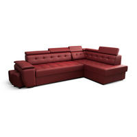 ECKSOFA KONGO RBN15, Eckcouch in L-Form mit Schlaffunktion, Farbe: Rot, Kunstleder, Ottomane Rechts - Rot, Textil (277/180cm) - O-Sofa
