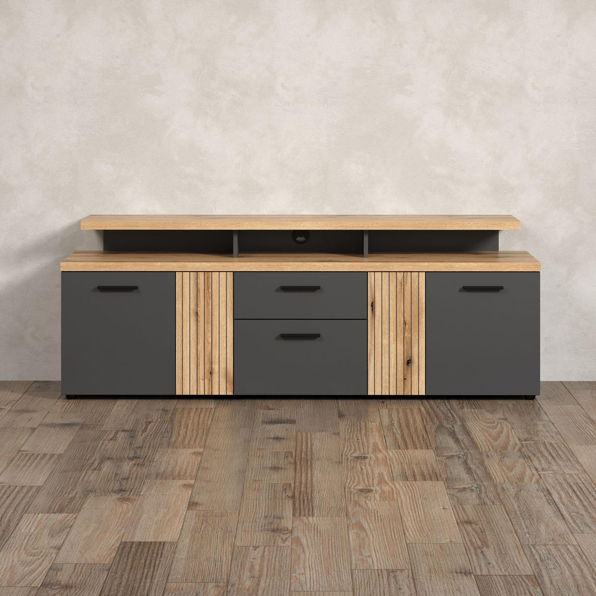 TV-LOWBOARD Esteban Anthrazit 180 / 67 / 47 cm - Anthrazit, Holzwerkstoff (180/67/47cm)