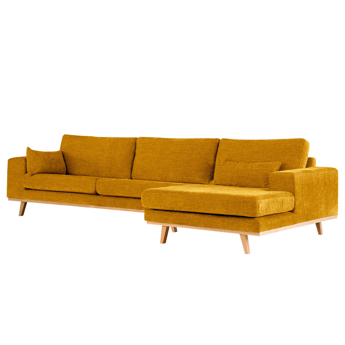 ECKSOFA mit Longchair - Gelb/Buchefarben, Buchenholz/Textil (281/153cm) - home24