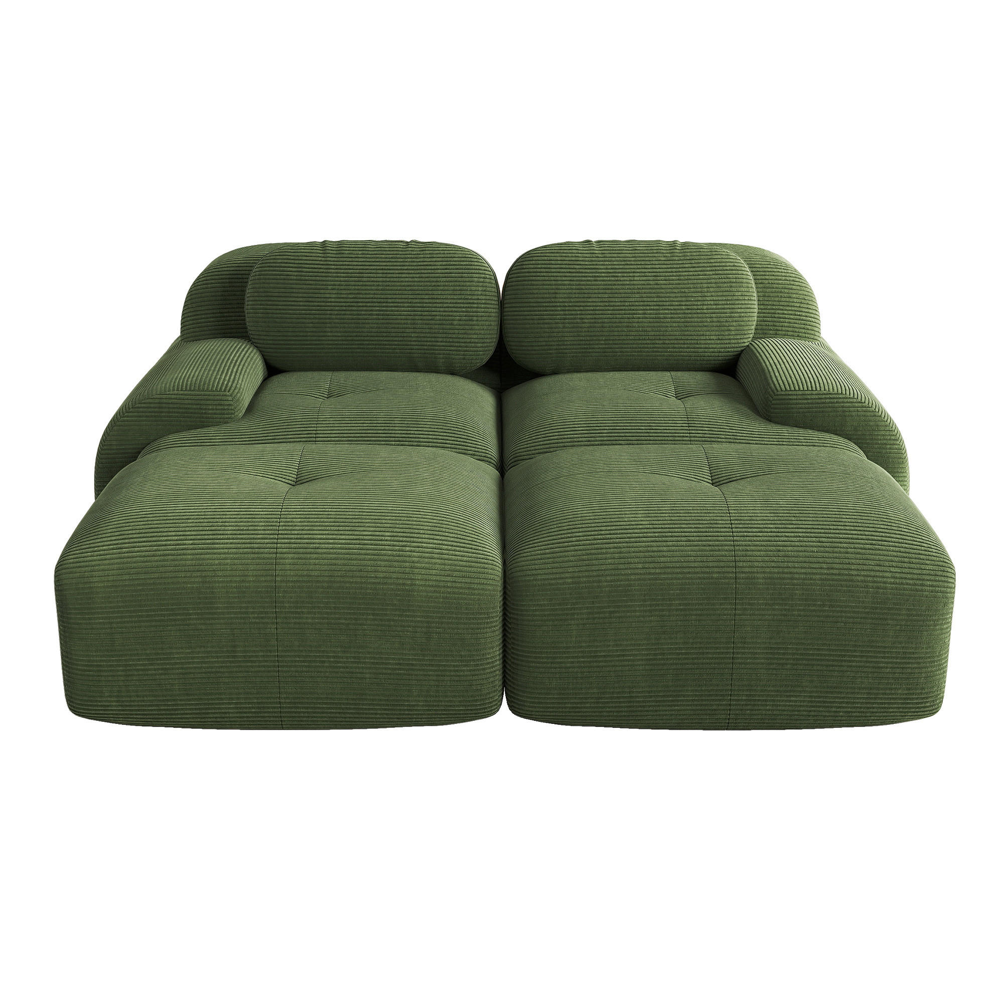 ECKSOFA 208/178/75 cm grün aus Cordstoff modular, rahmenlos und montagefrei - Grün, Textil (178/208cm) - OKWISH