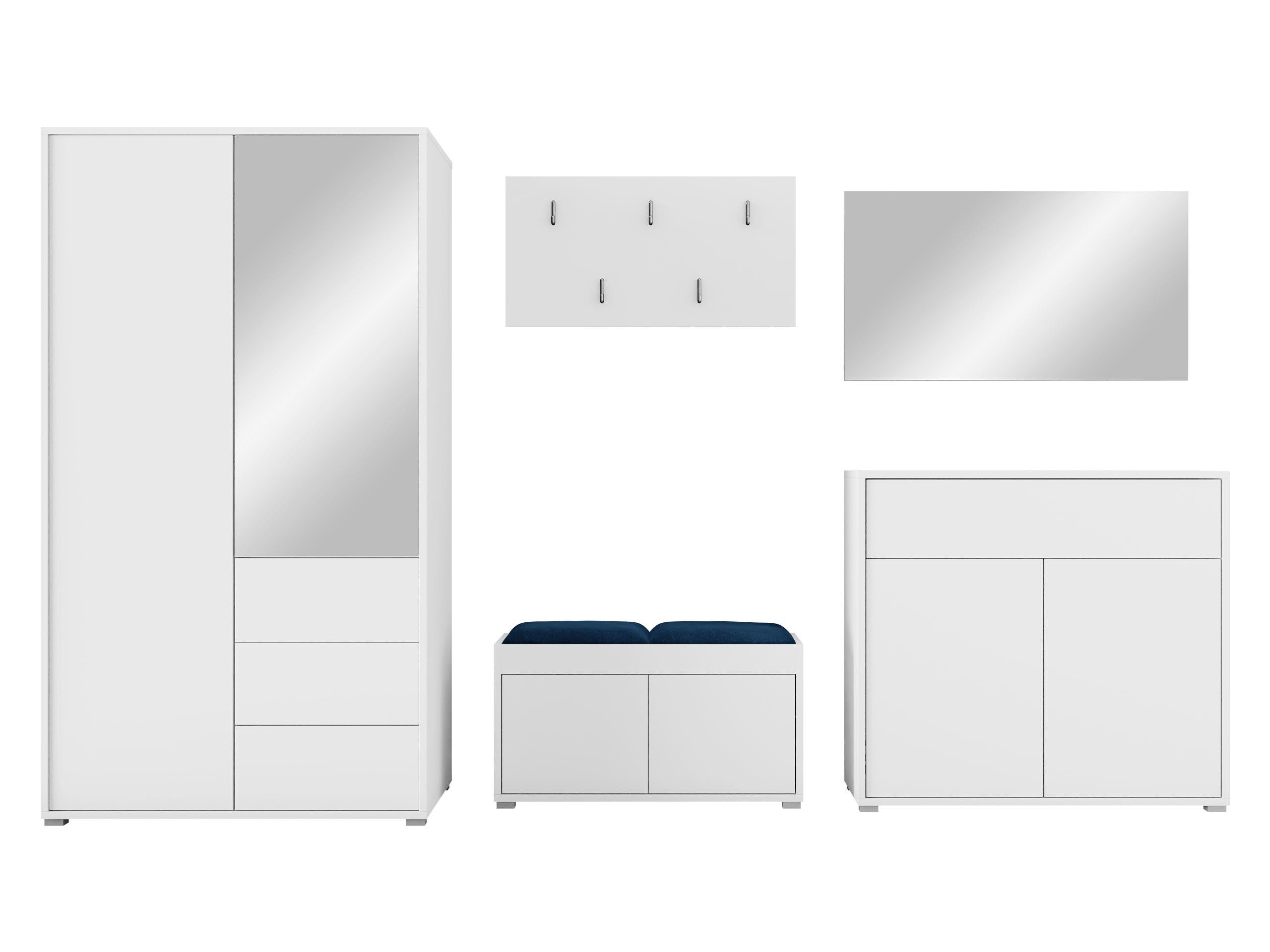 GARDEROBEN-SET Gesita V - Blau/Silberfarben, Holzwerkstoff/Kunststoff (100/178/59cm) - MIRJAN24