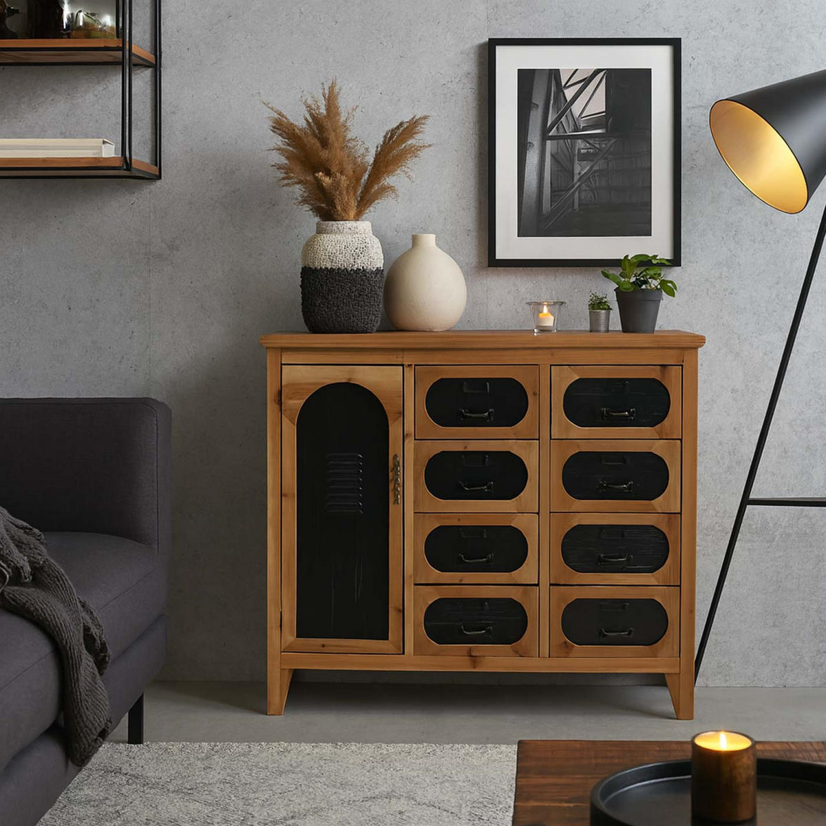 LÉKÁRNICKÁ KOMODA Hnědá - hnědá, dřevo (91/80/40cm) - MCW