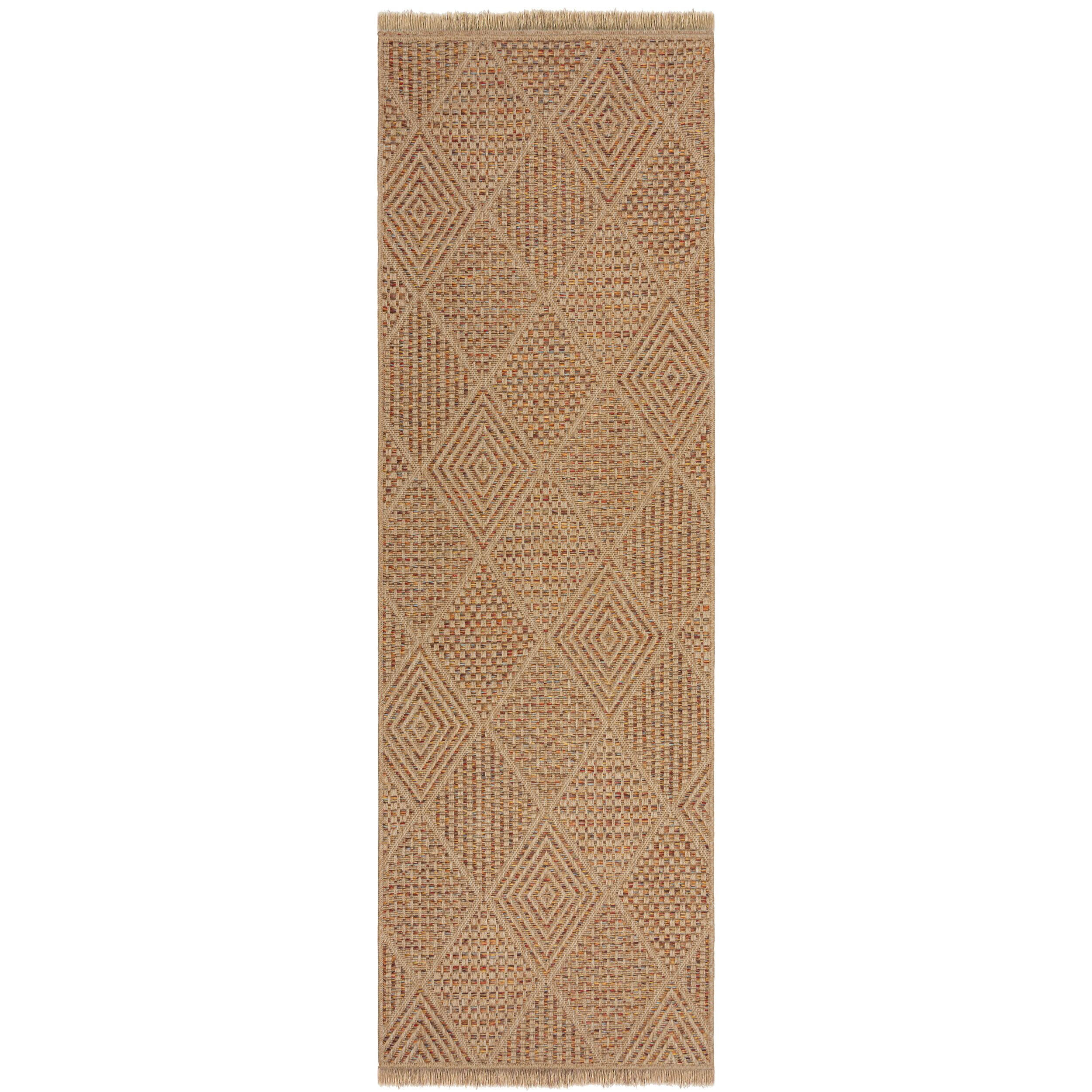 OUTDOORTEPPICH Waschbar CLYST, mit Rautenmuster, Natur-Terrakotta, 80 x 230 cm - Braun, Textil (80/230cm) - KADIMA DESIGN