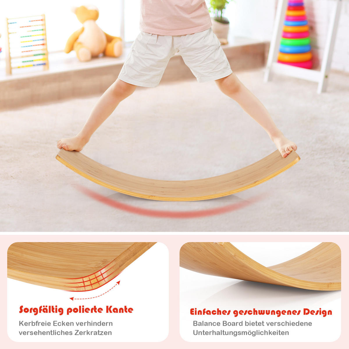 BALANCIERBRETT aus Bambus Holz - Naturfarben, Naturmaterialen (30/90cm) - COSTWAY