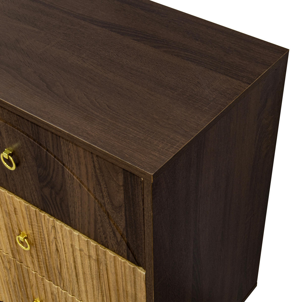 KOMODA z MDF a dřevotřísky 120x40x81 cm přírodní se 6 zásuvkami v retro stylu - přírodní, kompozitní dřevo (120/81/40cm) - Modfu