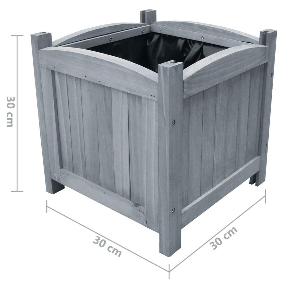 GARTEN-HOCHBEETE 2 Stk. 30x30x30 cm Massivholz Tanne - Grau, Holz (30/30/30cm) - furnicato