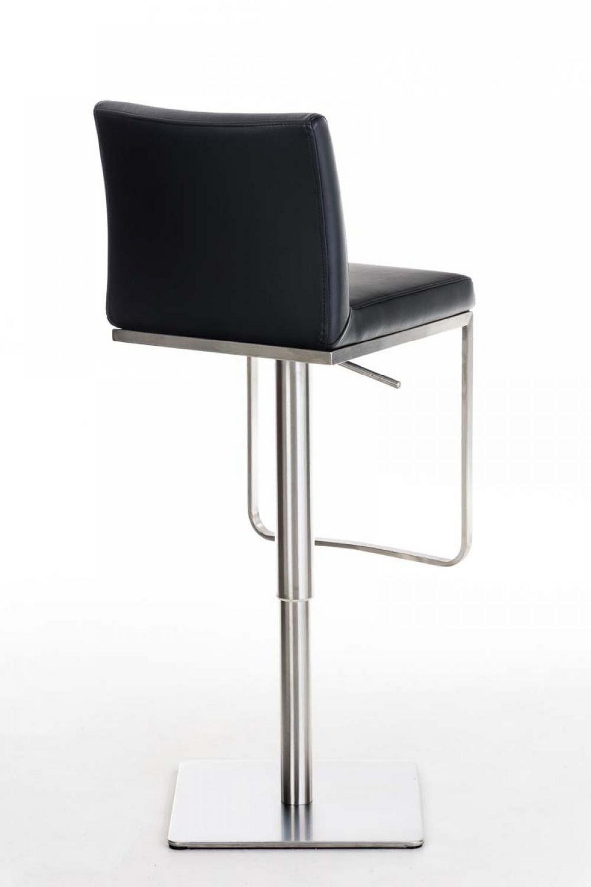 BARHOCKER 2er Set Lederlook Schwarz - Edelstahlfarben/Schwarz, Textil/Metall (42/86/44cm) - CLP