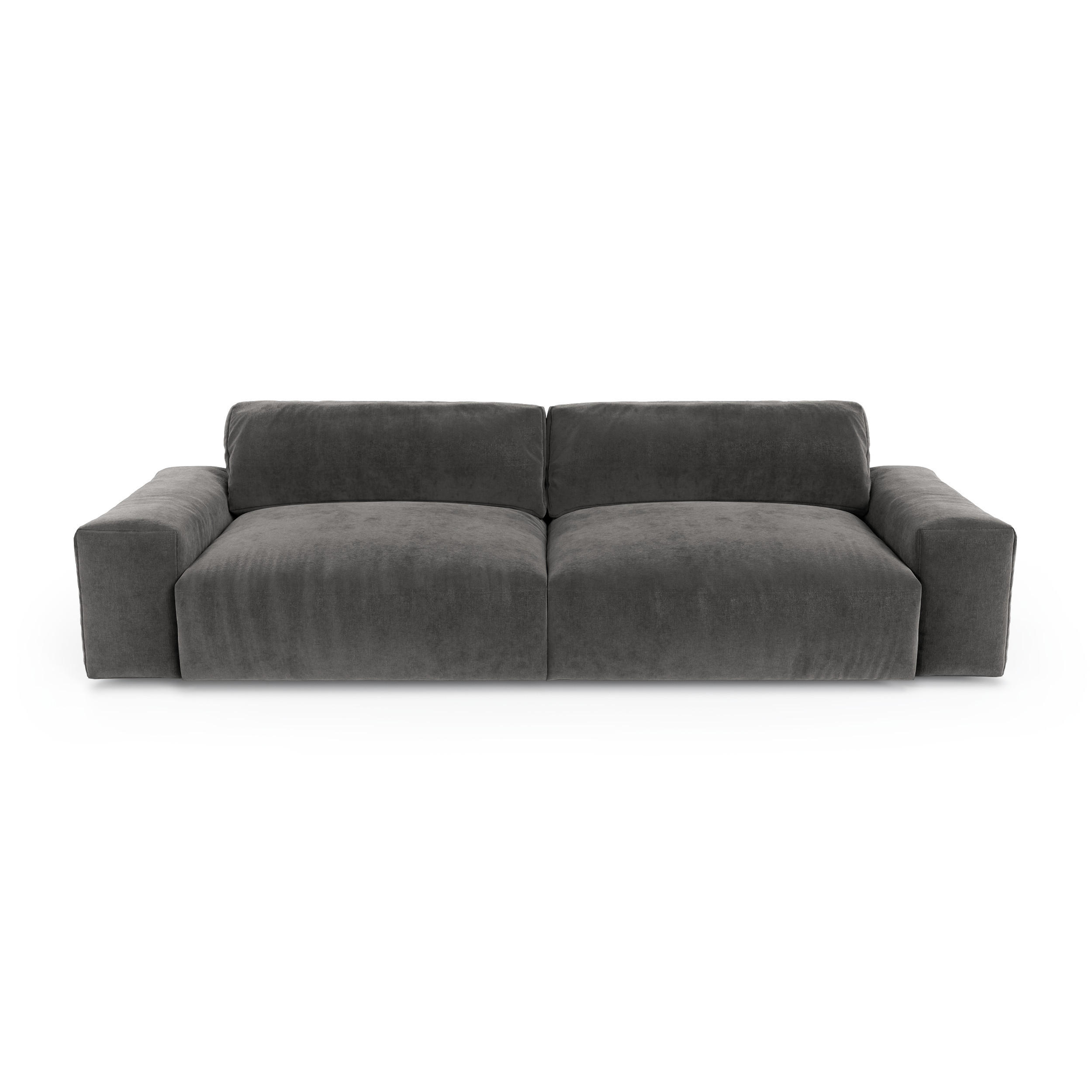 SOFA 3-SITZER Samt Graphitgrau 220cm - Graphitfarben/Grau, Textil (220/47/120cm) - Sia Home