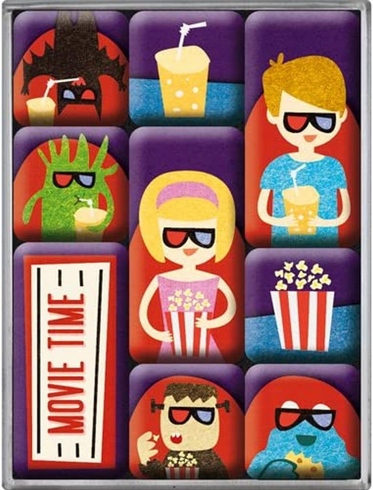 MAGNETSET 9-teilig Movie Time - Multicolor, Metall (7/9/2cm) - Nostalgic-Art