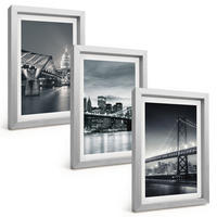 BILDER SET 3er Set - 20x30 cm Silberner Rahmen - Brücken, Stadtarchitektur, Grau - Silberfarben, Kunststoff (20/30cm) - TULUP