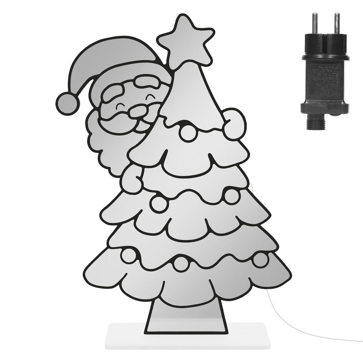 VÁNOČNÍ DEKORACE Vánoční stromek se Santa Clausem, LED zrcadlo s nekonečným 3D efektem a světelnou řetězem 58x80 cm, interiér - různobarevná, plast (58/80/18cm) - ECD-Germany