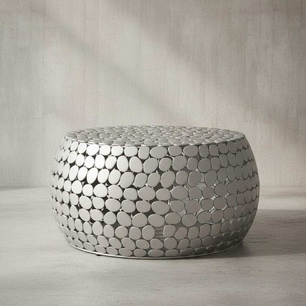 COUCHTISCH Aluminium Silber, Handgefertigtes Unikat, Stilvolles Design - Silberfarben, Metall (66/66/32cm) - KADIMA DESIGN