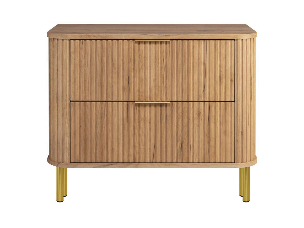 BADEZIMMERSCHRANK : Farbe Eiche Craft, Griff gold, Füße gold, 80 x 41,5 x 66,7 cm - Eichefarben/Goldfarben, Holzwerkstoff (80/66.7/41.5cm) - 3XE LIVING