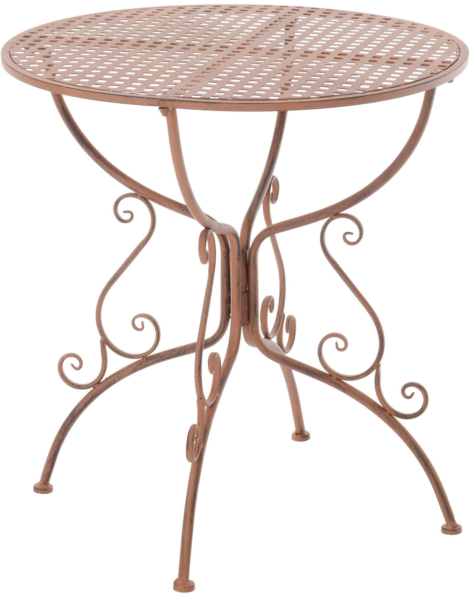 GARTENBEISTELLTISCH rund Ø70 cm Metall Antik Braun - Braun, Metall (70/70/74cm) - CLP