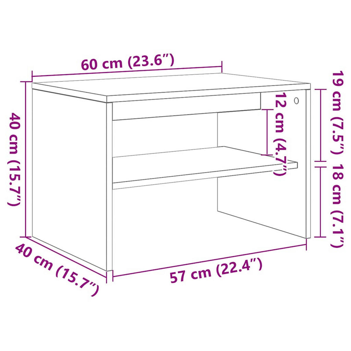TV-SCHRANK Weiss 60/40/40 Cm Holzwerkstoff - Weiß, Holzwerkstoff (40/40/60cm) - vidaXL