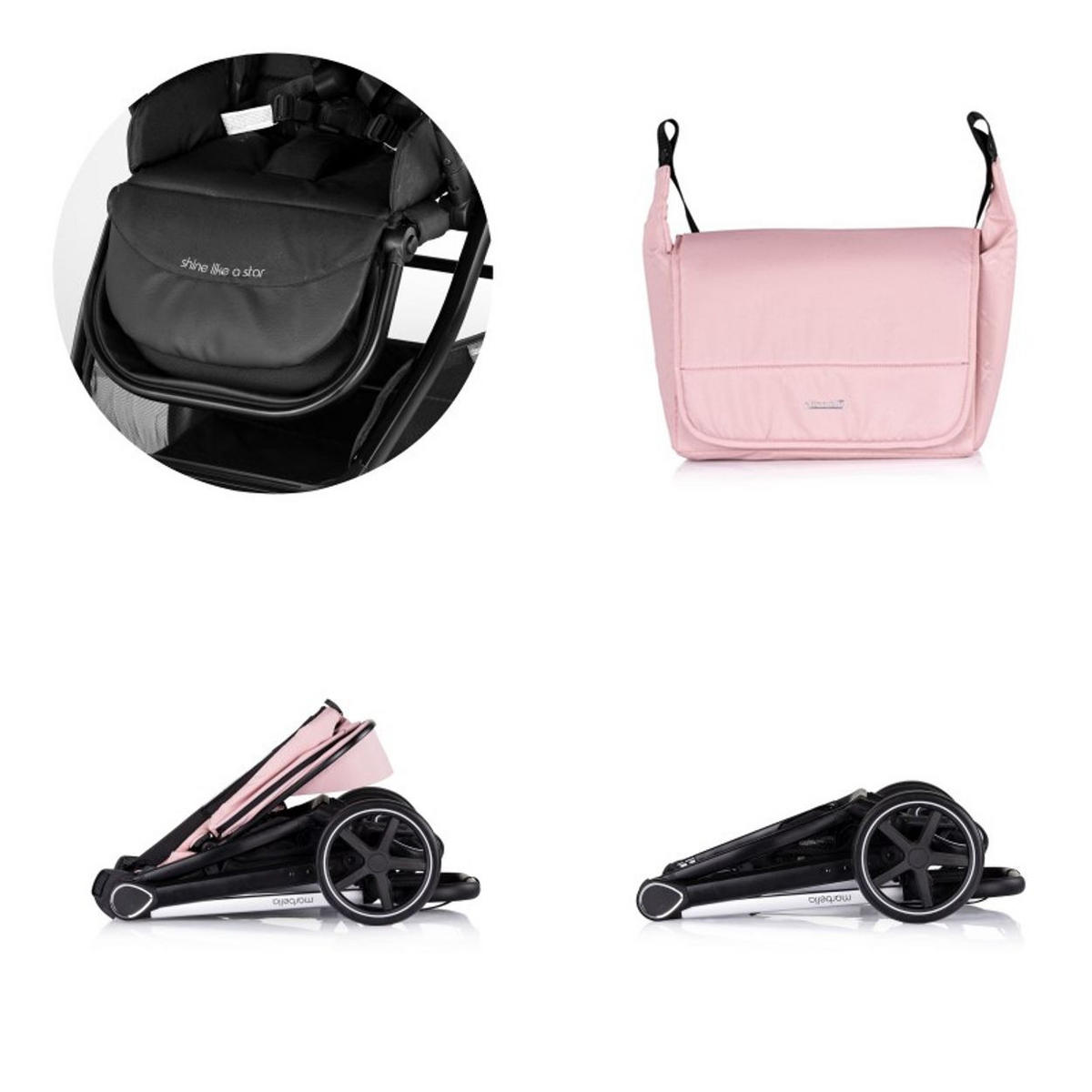 KOMBIKINDERWAGEN Marbella 3 in 1 rosa Fußabdeckung Einlage i-Size Babyschale - Rosa, Metall (90/63/108cm) - Chipolino