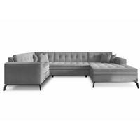 WOHNLANDSCHAFT mit Schlaffunktion, luxus Nube-Stoff - Schwarz/Grau, Textil/Metall (340/93/180cm) - Eltap