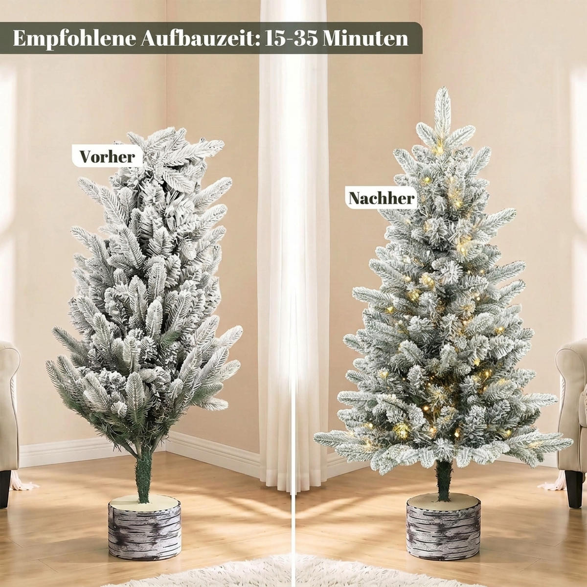 WEIHNACHTSBAUM-MIT-LICHT PE Metall Weiß - Weiß, Kunststoff (90cm) - HOMCOM