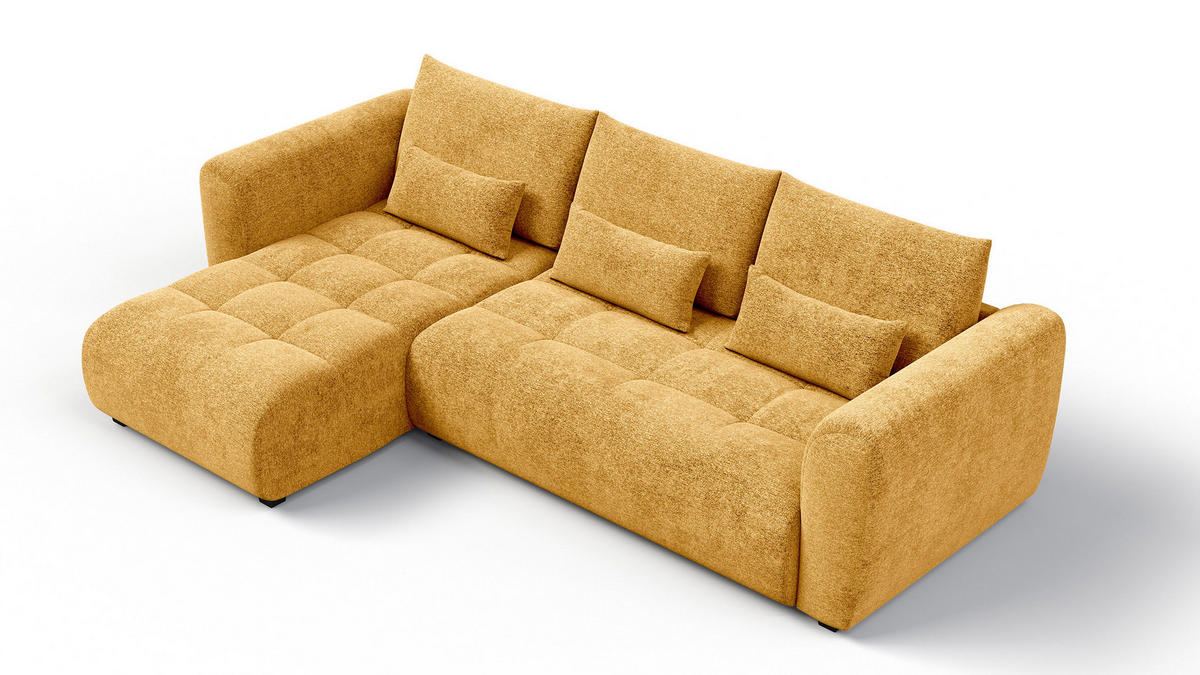 ECKSOFA SORENO 4-Sitzer, gelb - Gelb/Schwarz, Holz/Textil (293/171cm) - Courtois Laville