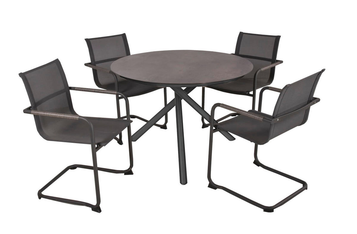 GARTEN-SITZGRUPPE Helga 5-teilig Gartenmöbel-Set - Schwarz, Kunststoff - DELUKE