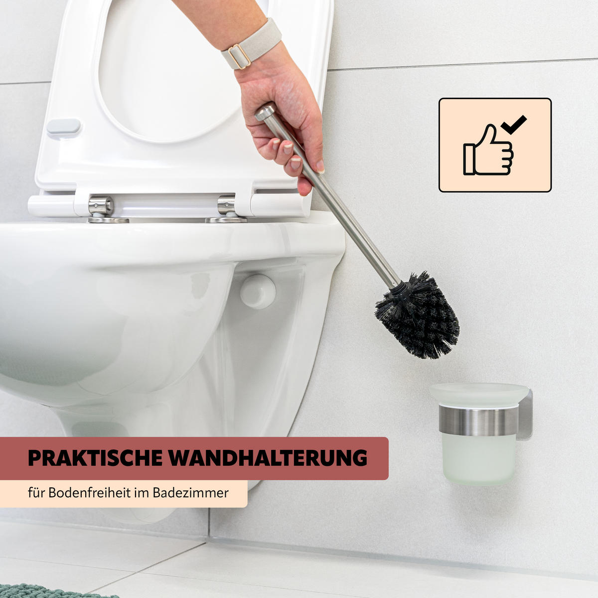 WC-GARNITUR PIAZZA TAPE, Edelstahl, matt - Edelstahlfarben, Metall (11/36/13.5cm) - bremermann