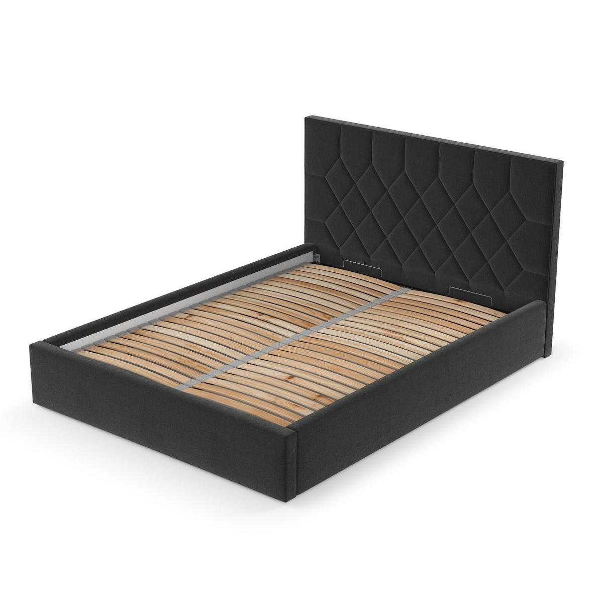 POLSTERBETT Brisa 180/200 cm Schwarz im Asti Stoff - Schwarz/Naturfarben, Holz/Holzwerkstoff (180/200cm) - AltaBeds