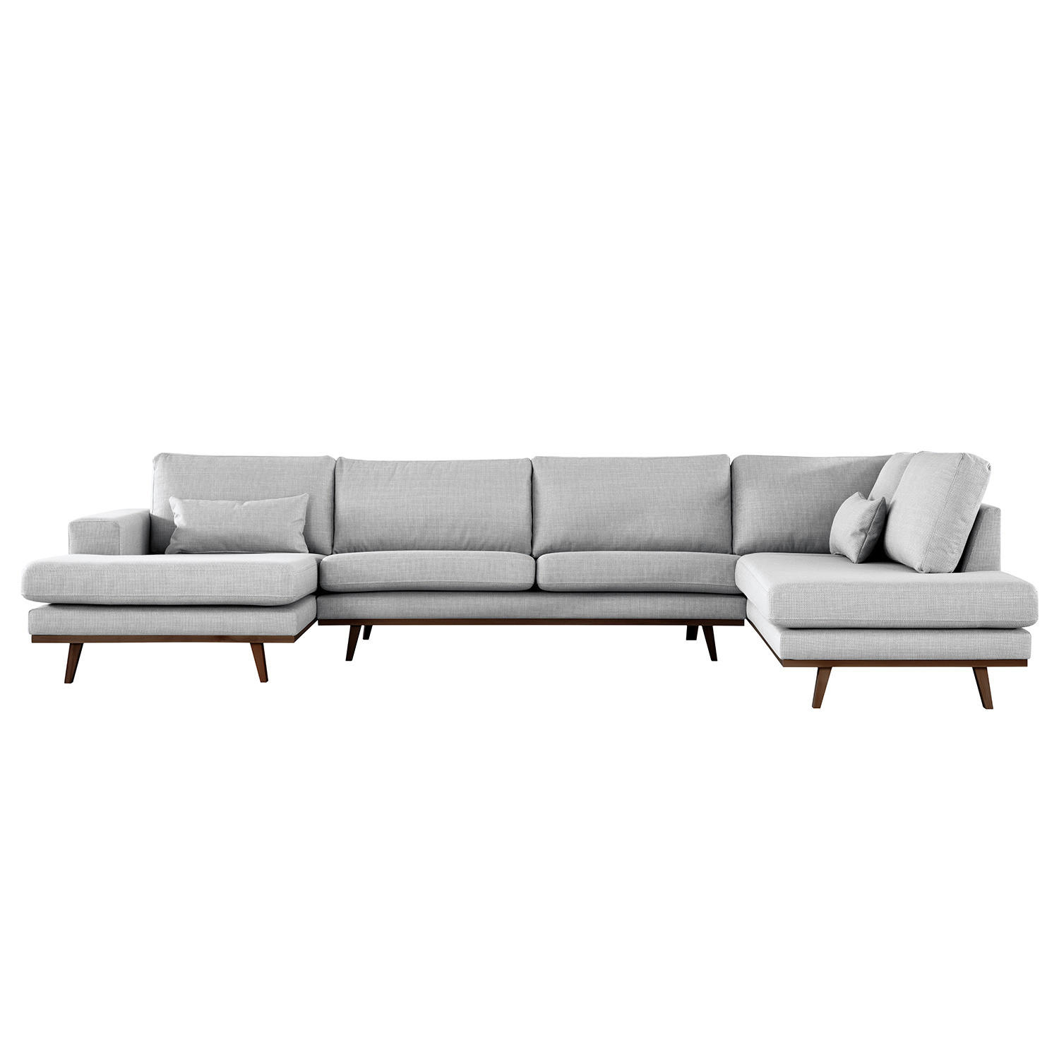 WOHNLANDSCHAFT mit Longchair - Buchefarben/Hellgrau, Textil (371/81/219cm) - home24