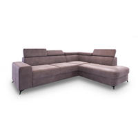 ECKSOFA ALVORO R-S Lila Velours-Stoff mit Schlaffunktion - Lila, Holz (253/190cm) - MASSENO