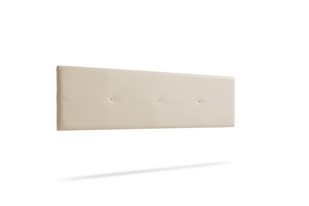 KOPFTEIL gepolstert NAPOLI Kunstleder 145x50x5 cm - Eierschale - Moonia - Birkefarben, Holz (145/5/50cm)