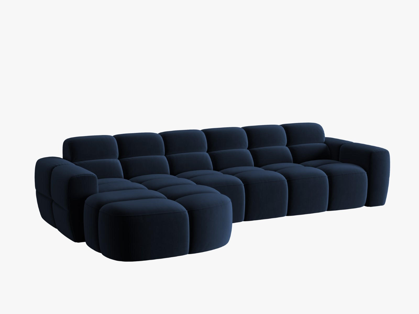 ECKSOFA links Lisa aus Samt königsblau 4 Sitzplätze - Dunkelblau, Textil (170/310cm) - Micadoni