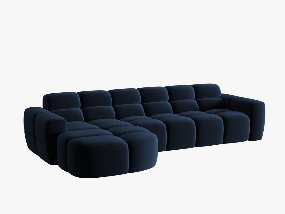 ECKSOFA links Lisa aus Samt königsblau 4 Sitzplätze - Dunkelblau, Textil (170/310cm) - Micadoni