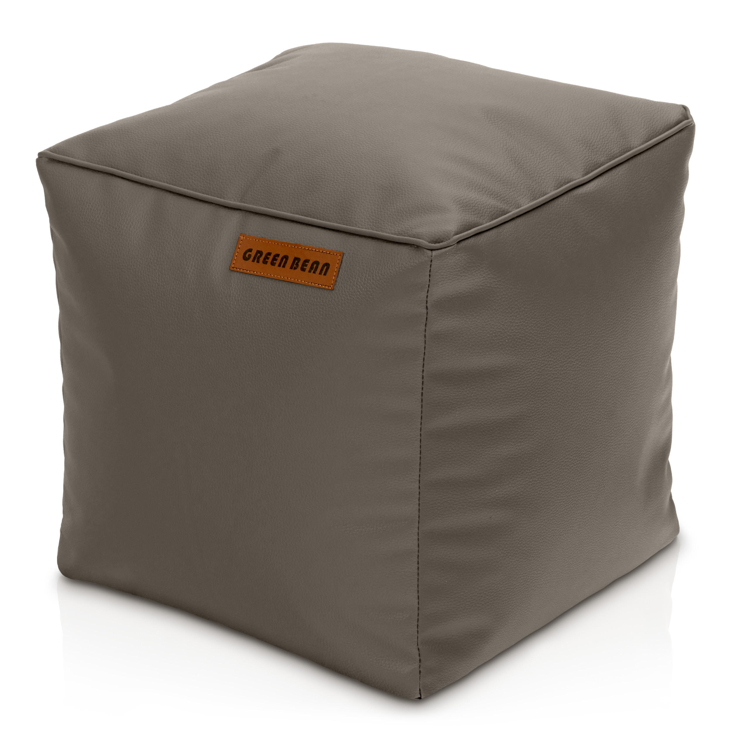 INDOOR HOCKER Cube eckig Kunstleder - Hellbraun, Textil (40/40/40cm) - Green Bean