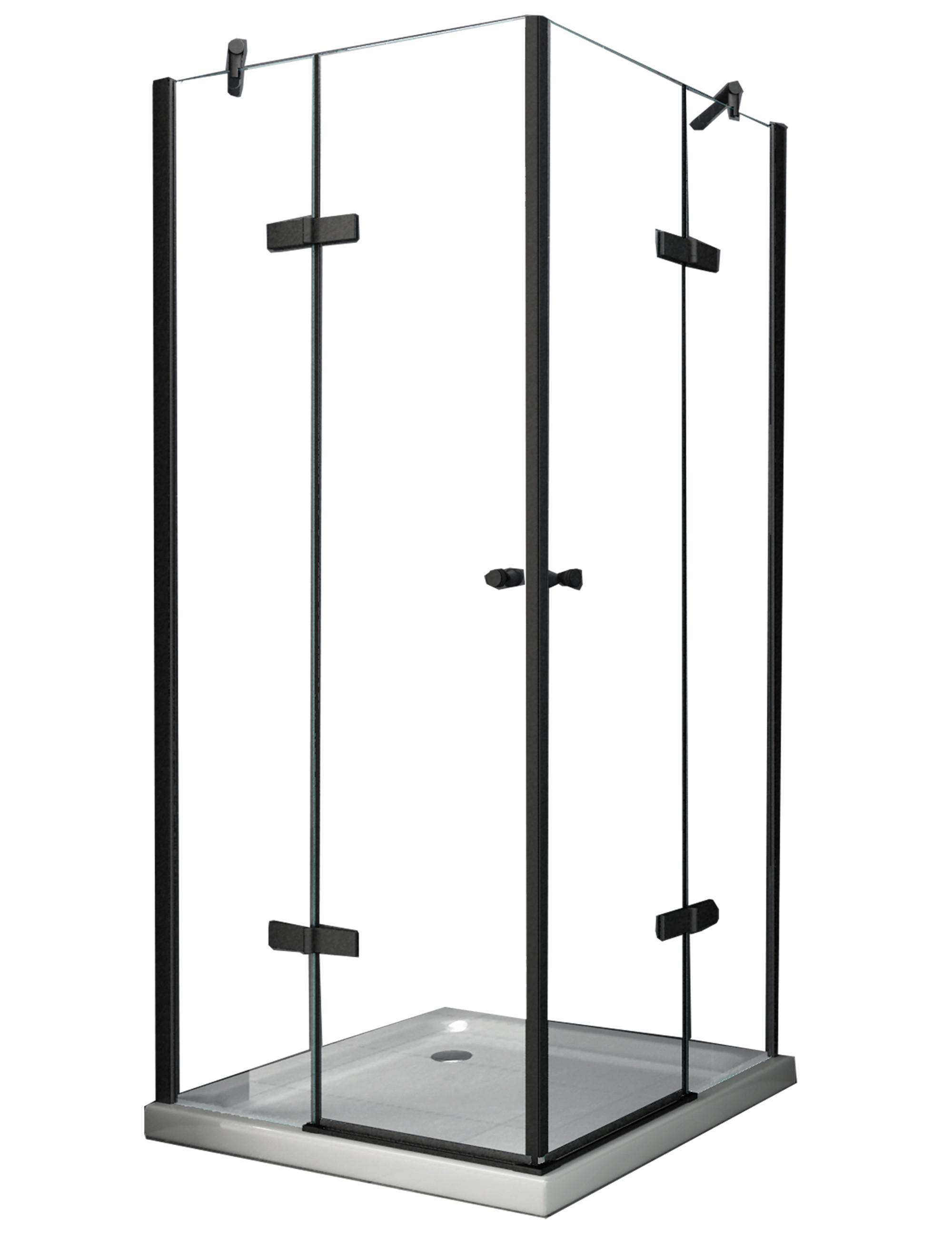 DUSCHKABINE CORNO Schwarz 80 x 80 x 195 cm 8 mm ESG - Schwarz, Glas (80/80/195cm) - Glasdeals